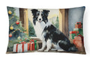 Border Collie Cozy Christmas Throw Pillow