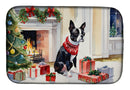 Boston Terrier Cozy Christmas Dish Drying Mat
