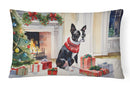 Boston Terrier Cozy Christmas Throw Pillow