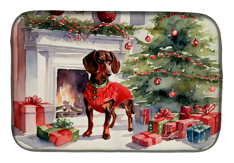 Dachshund Cozy Christmas Dish Drying Mat