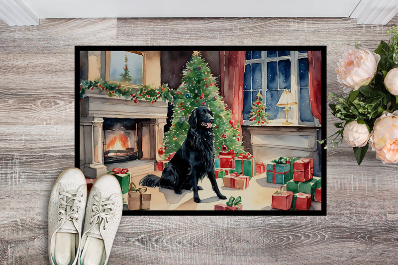 Flat-Coated Retriever Cozy Christmas Doormat - 18X27 Indoor / Outdoor Rug | Made in USA
