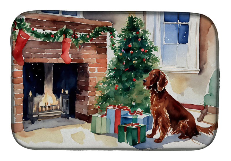 Irish Setter Cozy Christmas Dish Drying Mat