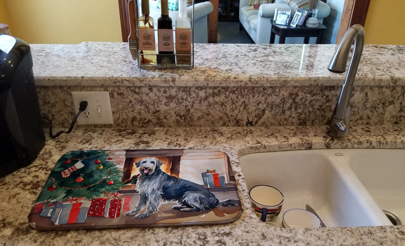 Irish Wolfhound Cozy Christmas Dish Drying Mat