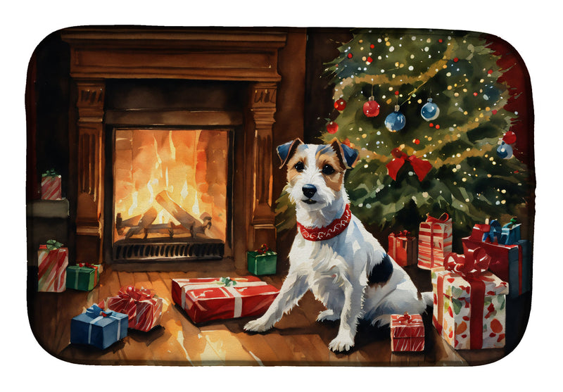 Jack Russell Terrier Cozy Christmas Dish Drying Mat