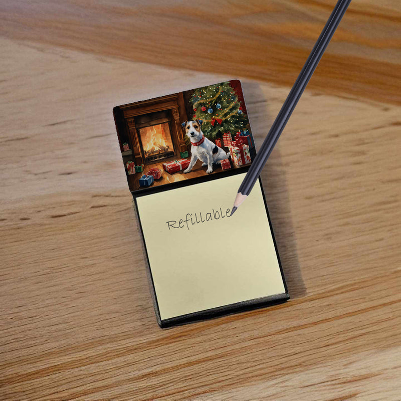 Jack Russell Terrier Cozy Christmas Sticky Note Holder- Refiilable Desk Accessory Note Pad