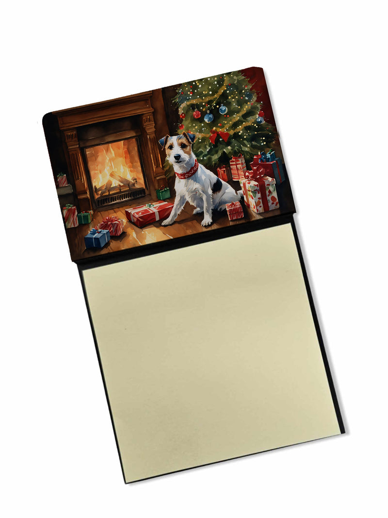 Jack Russell Terrier Cozy Christmas Sticky Note Holder- Refiilable Desk Accessory Note Pad