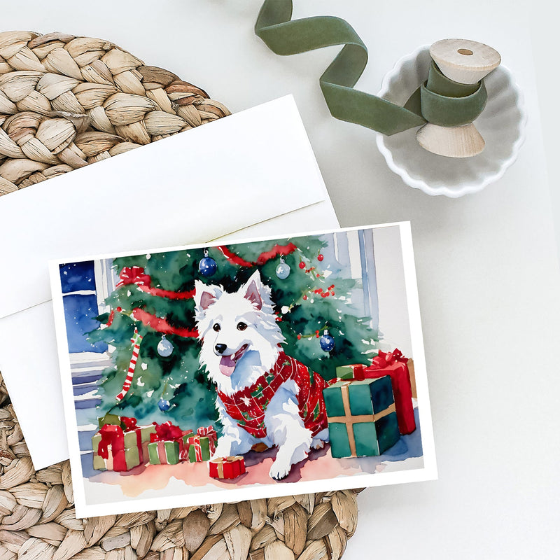 Japanese Spitz Cozy Christmas Greeting Cards Pack of 8