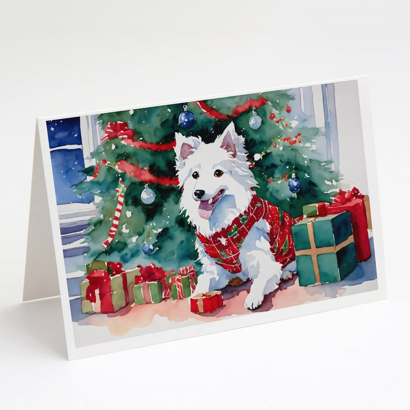 Japanese Spitz Cozy Christmas Greeting Cards Pack of 8