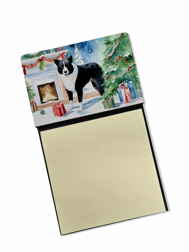Karelian Bear Dog Cozy Christmas Sticky Note Holder- Refiilable Desk Accessory Note Pad