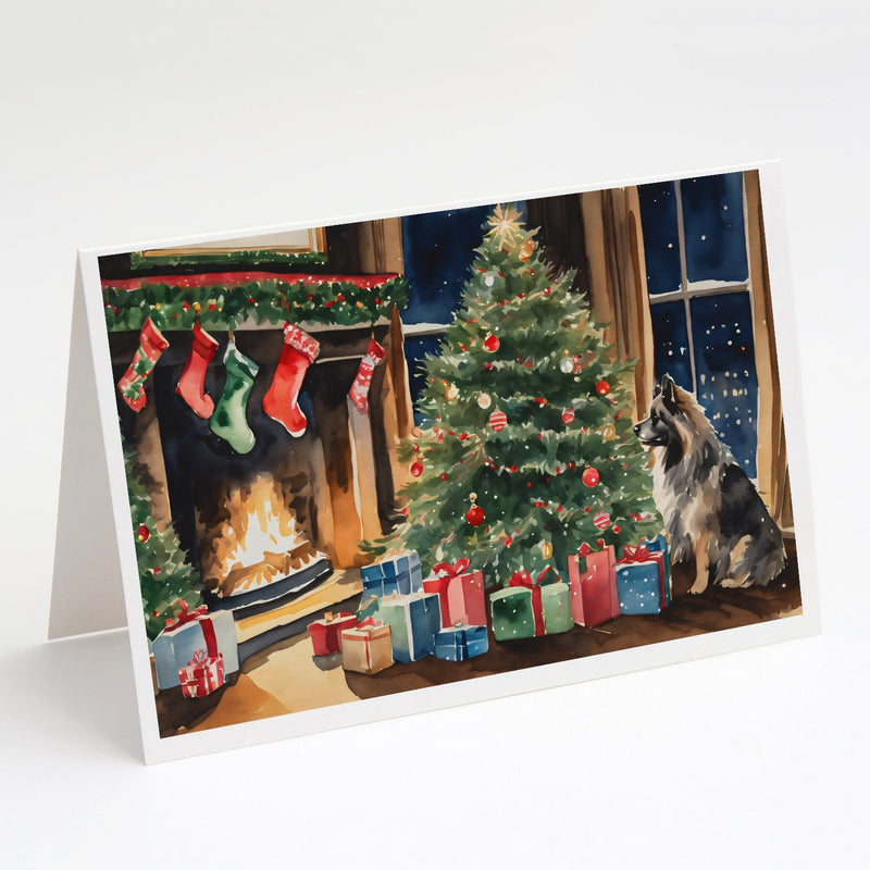 Keeshond Cozy Christmas Greeting Cards Pack of 8