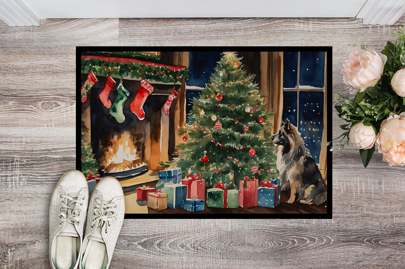 Keeshond Cozy Christmas Doormat-24x36 Indoor / Outdoor Rug | Made in USA