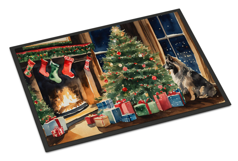 Keeshond Cozy Christmas Doormat-24x36 Indoor / Outdoor Rug | Made in USA