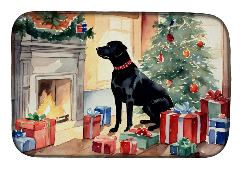 Labrador Retriever Cozy Christmas Dish Drying Mat