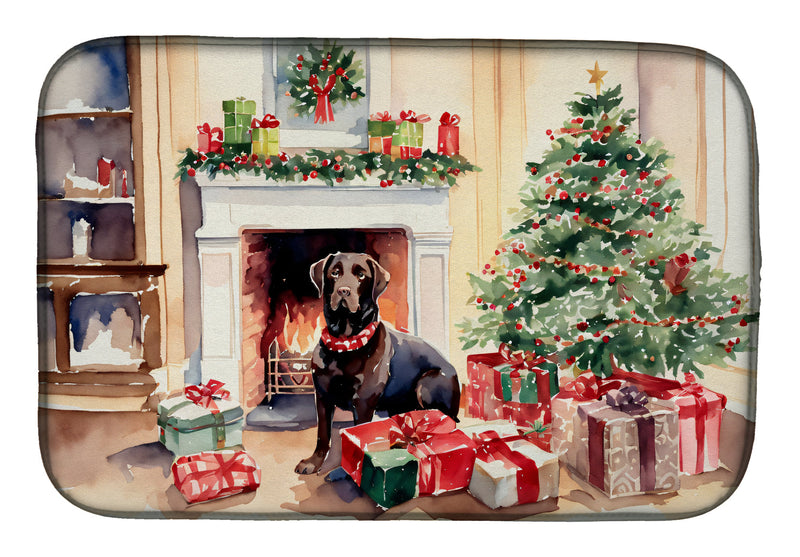 Labrador Retriever Cozy Christmas Dish Drying Mat