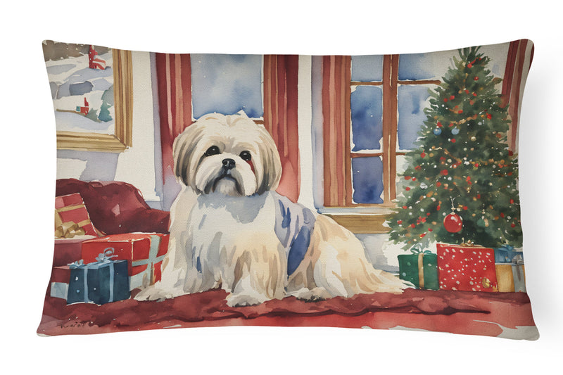 Lhasa Apso Cozy Christmas Throw Pillow