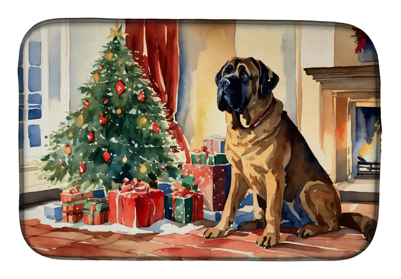 Mastiff Cozy Christmas Dish Drying Mat