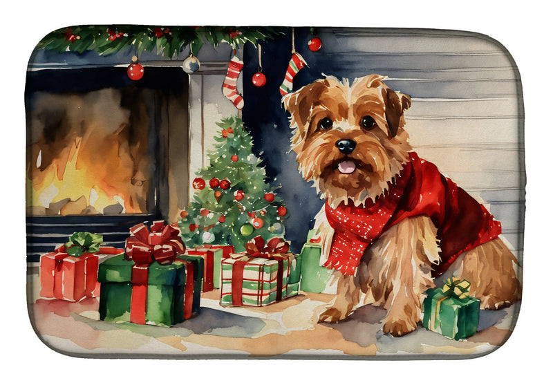 Norfolk Terrier Cozy Christmas Dish Drying Mat