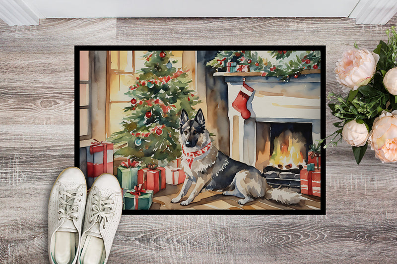 Norwegian Elkhound Cozy Christmas Doormat - 18X27 Indoor / Outdoor Rug | Made in USA