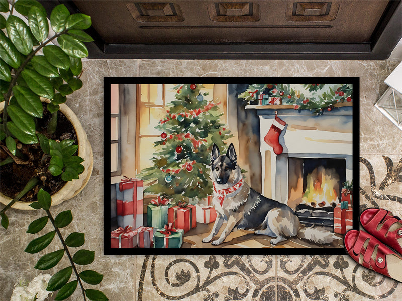 Norwegian Elkhound Cozy Christmas Doormat - 18X27 Indoor / Outdoor Rug | Made in USA
