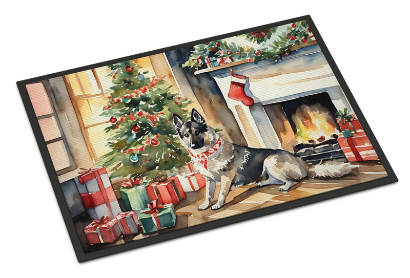 Norwegian Elkhound Cozy Christmas Doormat - 18X27 Indoor / Outdoor Rug | Made in USA