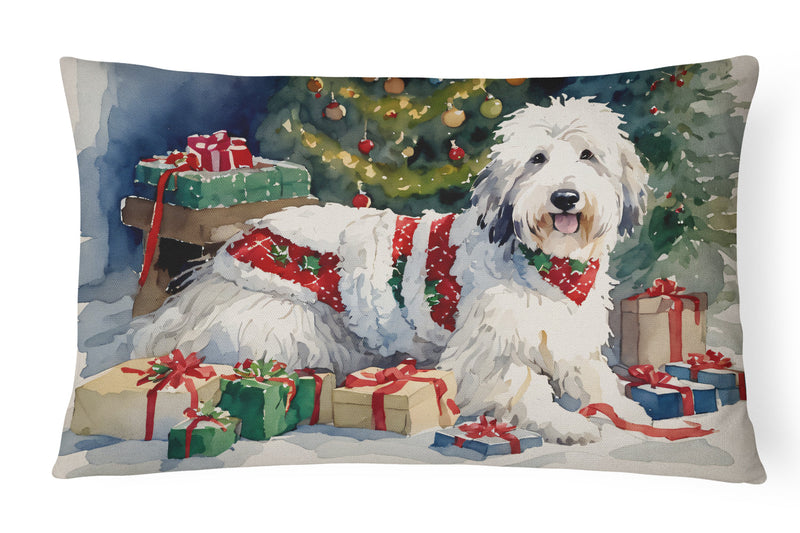 Old English Sheepdog Cozy Christmas Throw Pillow