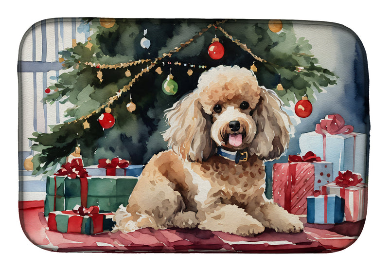 Poodle Cozy Christmas Dish Drying Mat