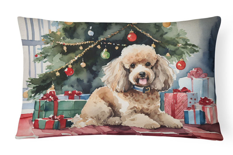 Poodle Cozy Christmas Throw Pillow