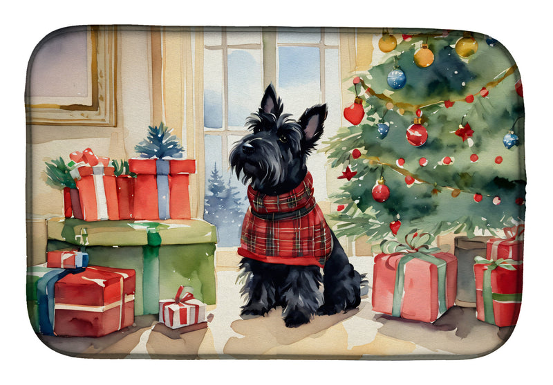 Scottish Terrier Cozy Christmas Dish Drying Mat