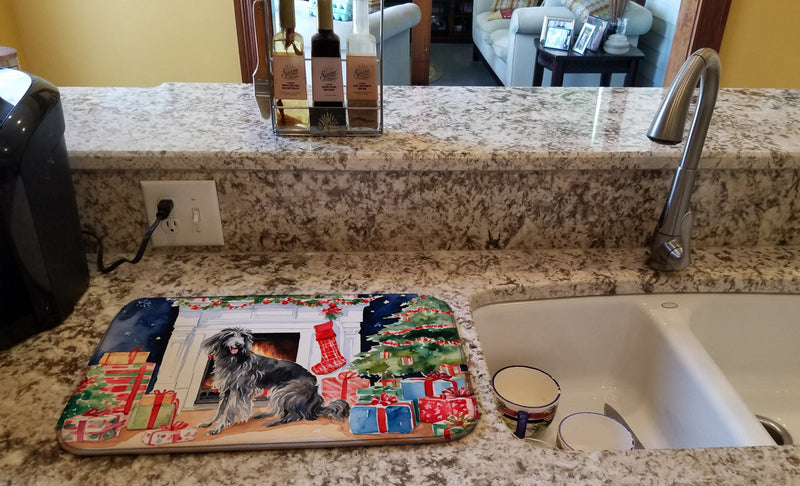 Scottish Deerhound Cozy Christmas Dish Drying Mat