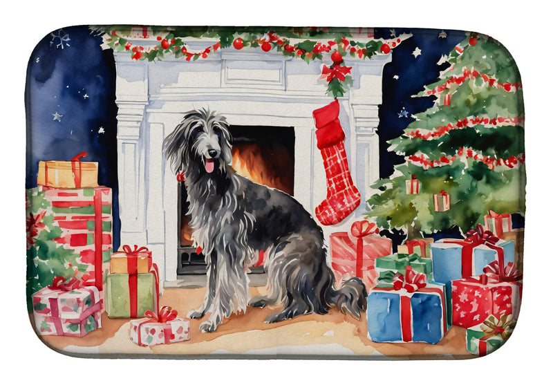 Scottish Deerhound Cozy Christmas Dish Drying Mat