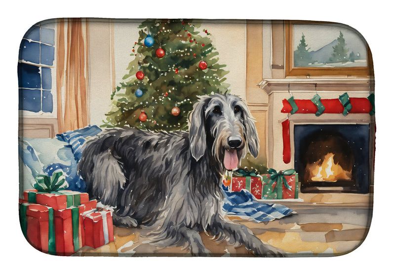 Scottish Deerhound Cozy Christmas Dish Drying Mat
