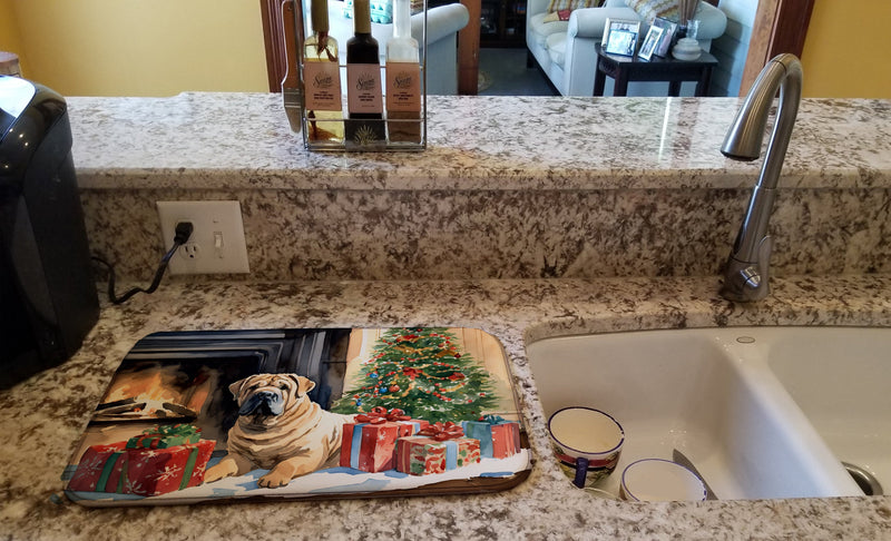 Shar Pei Cozy Christmas Dish Drying Mat