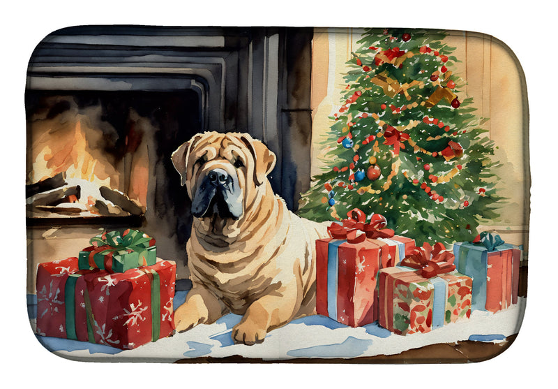 Shar Pei Cozy Christmas Dish Drying Mat