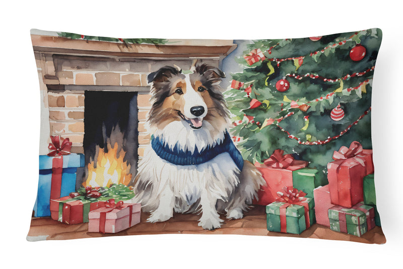 Sheltie Cozy Christmas Throw Pillow