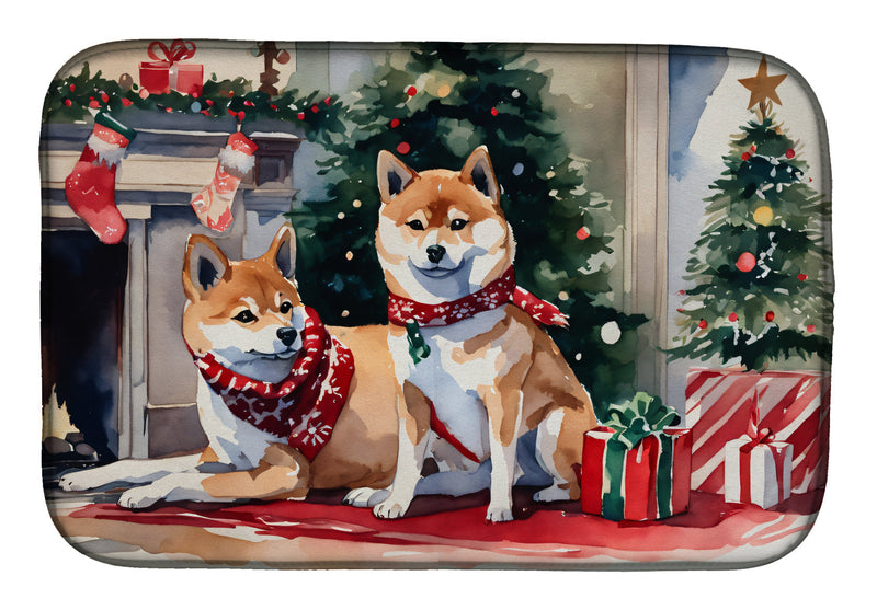 Shiba Inu Cozy Christmas Dish Drying Mat
