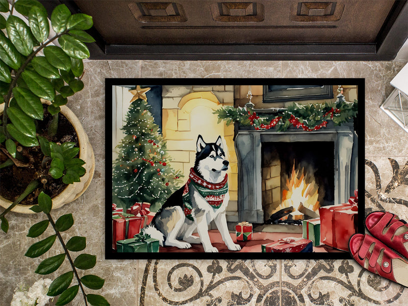 Siberian Husky Cozy Christmas Doormat-24x36 Indoor / Outdoor Rug | Made in USA