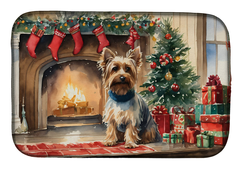 Silky Terrier Cozy Christmas Dish Drying Mat