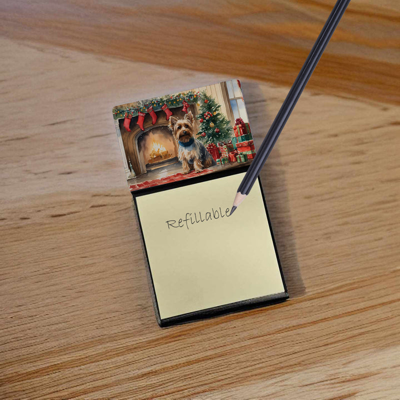 Silky Terrier Cozy Christmas Sticky Note Holder- Refiilable Desk Accessory Note Pad