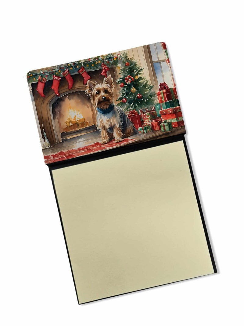 Silky Terrier Cozy Christmas Sticky Note Holder- Refiilable Desk Accessory Note Pad