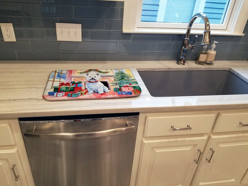 Westie Cozy Christmas Dish Drying Mat