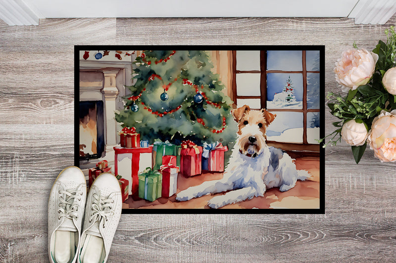 Fox Terrier Cozy Christmas Doormat - 18X27 Indoor / Outdoor Rug | Made in USA