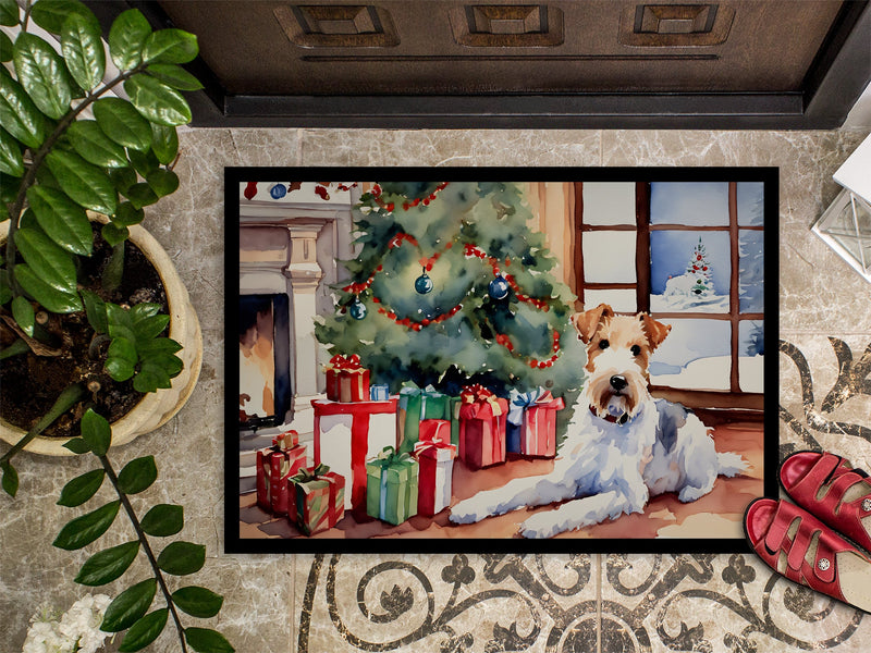 Fox Terrier Cozy Christmas Doormat - 18X27 Indoor / Outdoor Rug | Made in USA