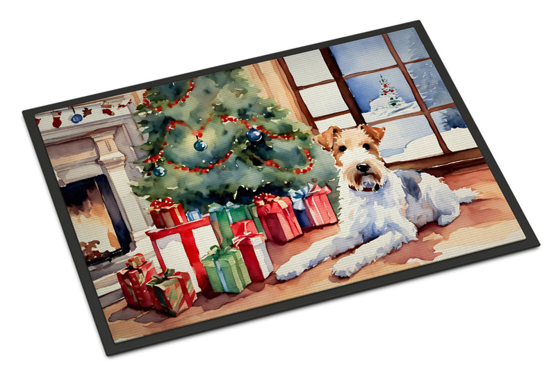 Fox Terrier Cozy Christmas Doormat - 18X27 Indoor / Outdoor Rug | Made in USA