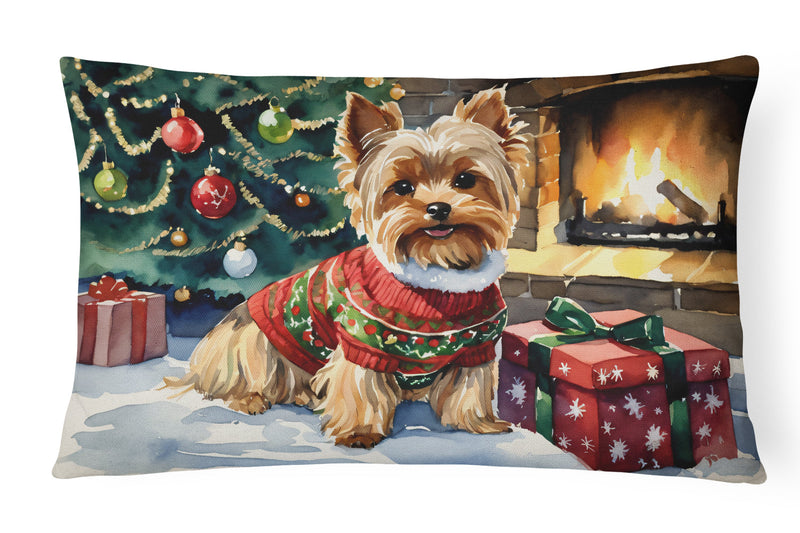 Yorkshire Terrier Cozy Christmas Throw Pillow