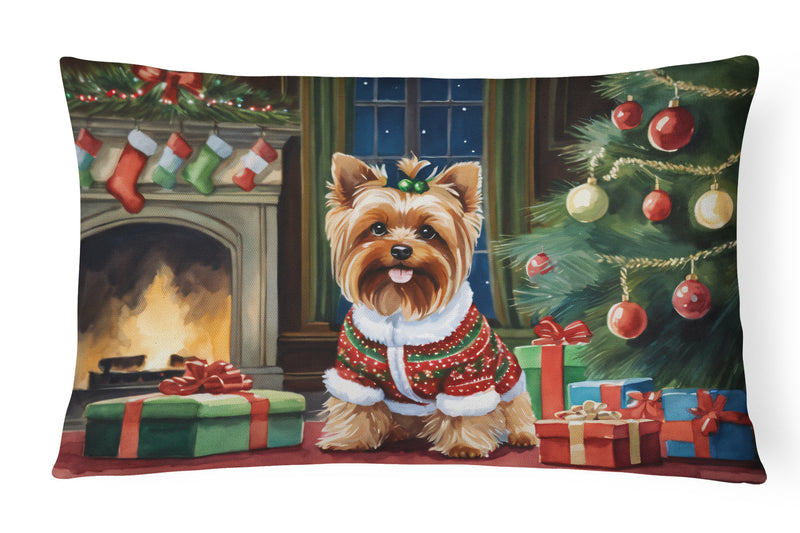 Yorkshire Terrier Cozy Christmas Throw Pillow