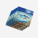 Bluefin Tuna Coasters - Set of 4 Lightweight Foam, Absorbent Drink Coasters