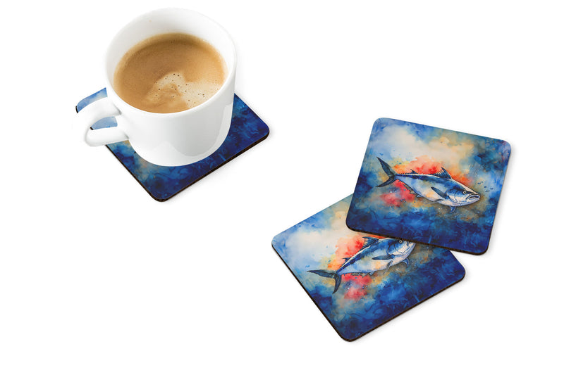 Bluefin Tuna Coasters - Set of 4 Lightweight Foam, Absorbent Drink Coasters