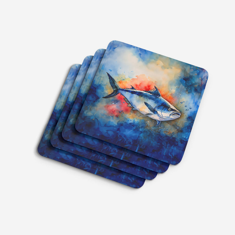Bluefin Tuna Coasters - Set of 4 Lightweight Foam, Absorbent Drink Coasters