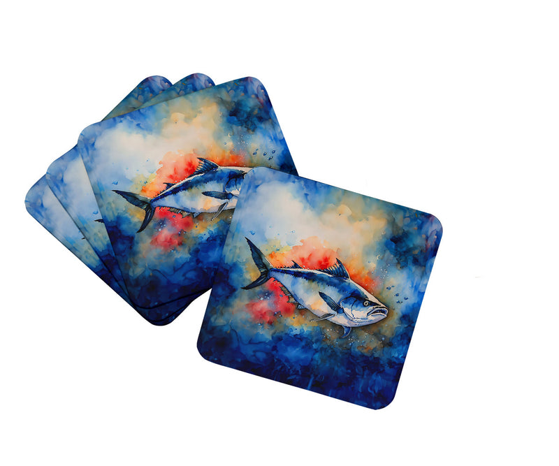 Bluefin Tuna Coasters - Set of 4 Lightweight Foam, Absorbent Drink Coasters