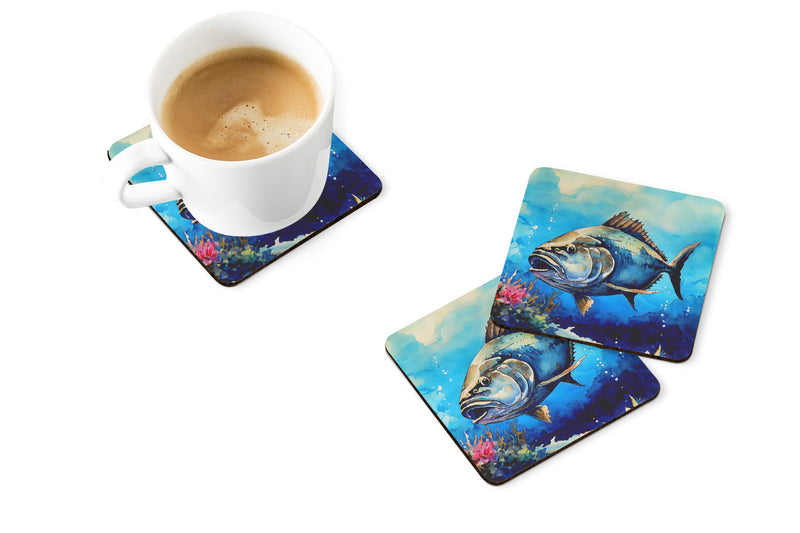 Bluefin Tuna Coasters - Set of 4 Lightweight Foam, Absorbent Drink Coasters